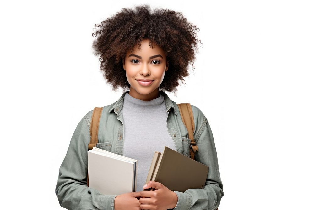 College student holding books reading adult woman. AI generated Image by rawpixel.