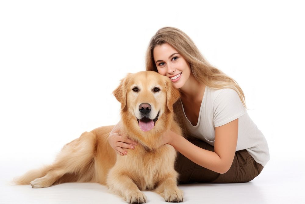 Woman sitting with dog mammal animal adult. AI generated Image by rawpixel.