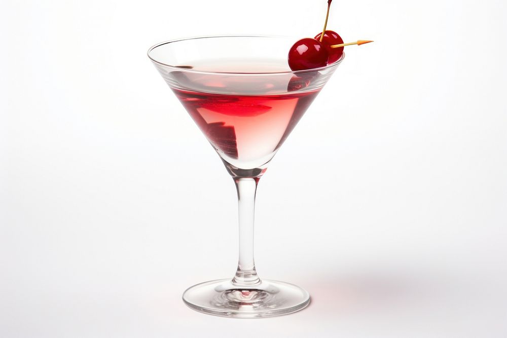 Hollywood martini cocktail drink glass white background.