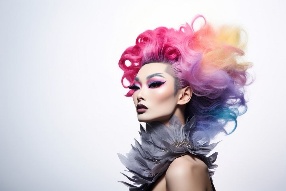 Japanese drag queen portrait adult photo. AI generated Image by rawpixel.