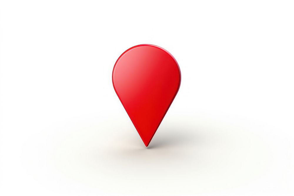 Red location pin symbol heart white background.