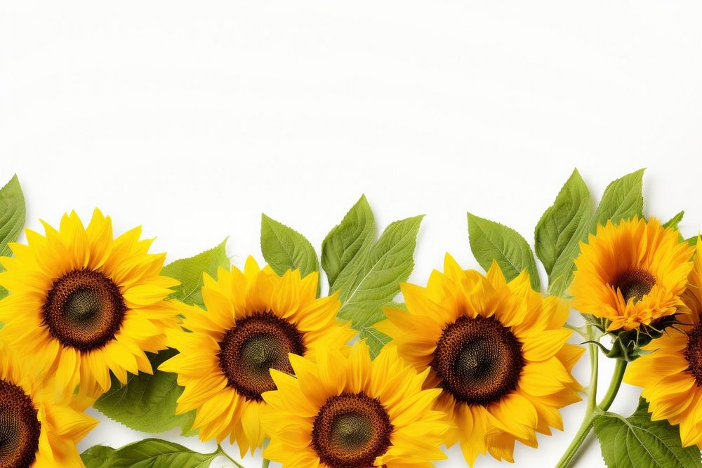 Sunflower border plant leaf white background. AI generated Image by rawpixel.