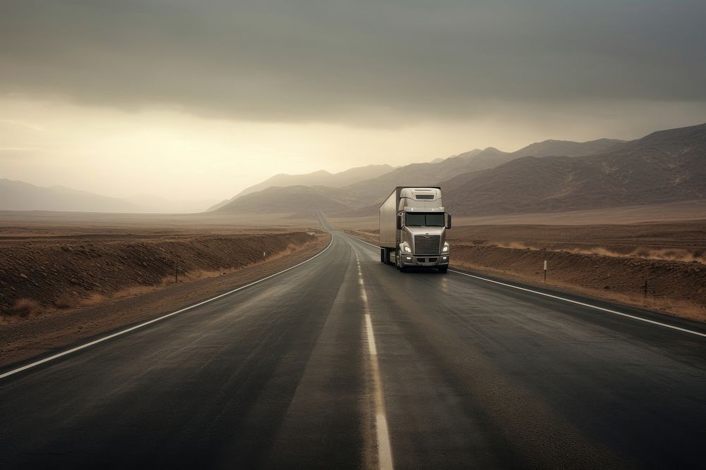 Truck road vehicle highway.