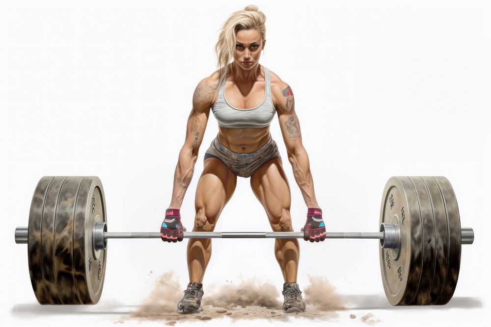 Woman deadlift sports gym weightlifting.