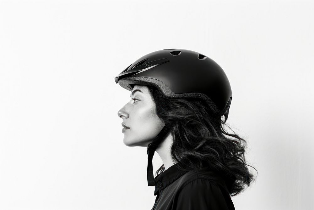 Woman in bike helmet portrait adult photo.