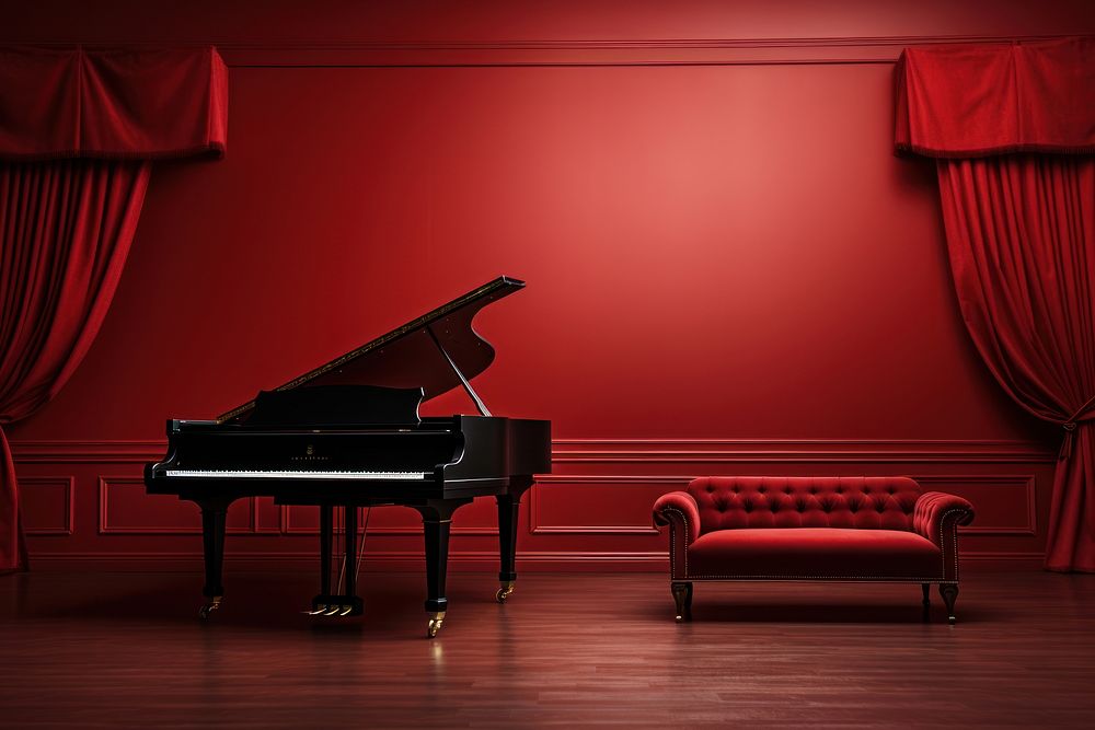 Piano furniture keyboard red. 