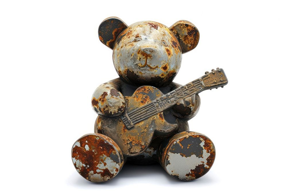 Rock heavy element Teddy bear shape white background representation creativity.