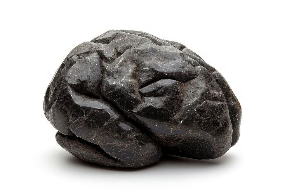 Rock heavy element Brain shape mineral white background accessories.