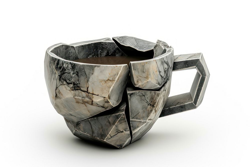 Rock heavy element Coffee cup shape coffee mug white background.