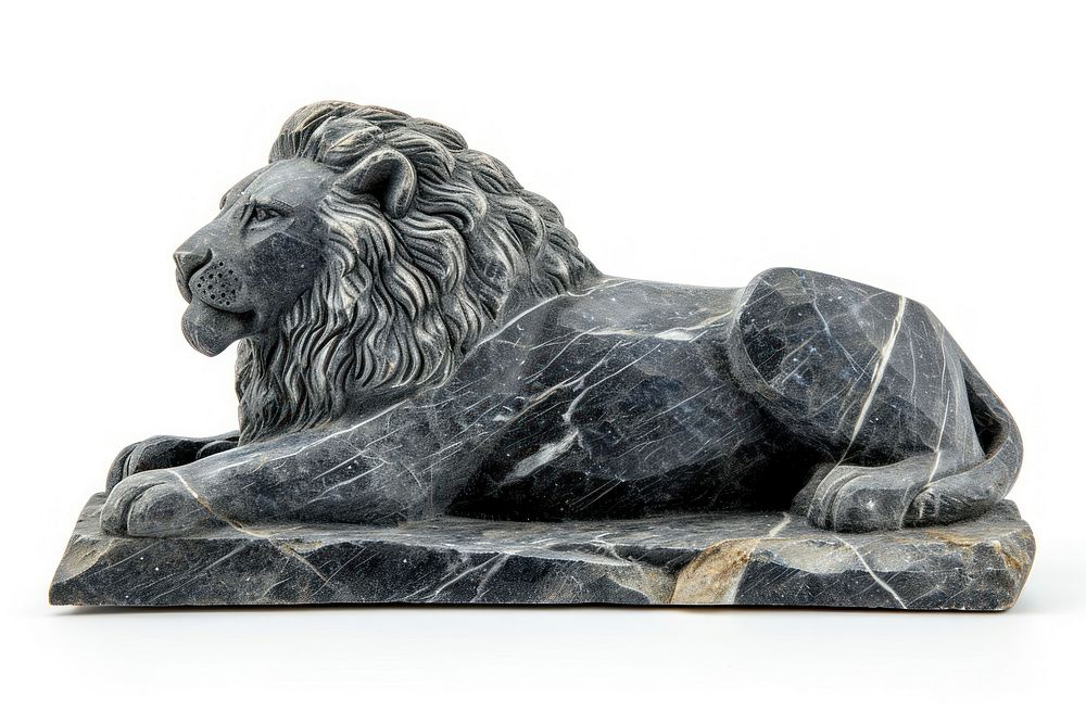 Rock heavy element Lion shape sculpture wildlife animal.
