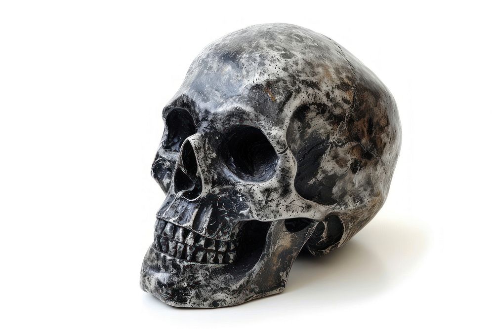 Rock heavy element Skull white background anthropology sculpture.