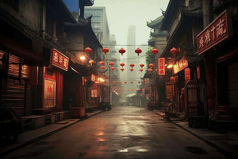 Street chinese Style street architecture cityscape.