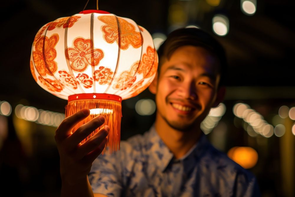 East Asian Traditional Paper Lantern Festival tradition lighting festival. AI generated Image by rawpixel.