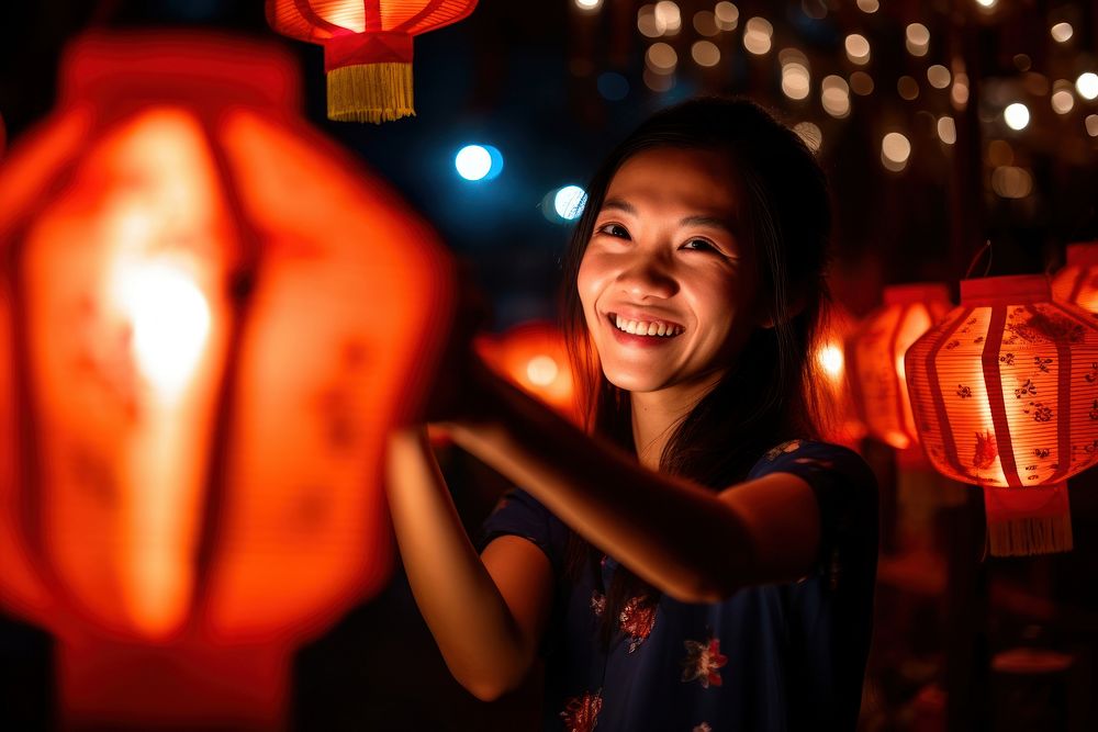 East Asian Traditional Paper Lantern Festival festival lantern tradition. AI generated Image by rawpixel.