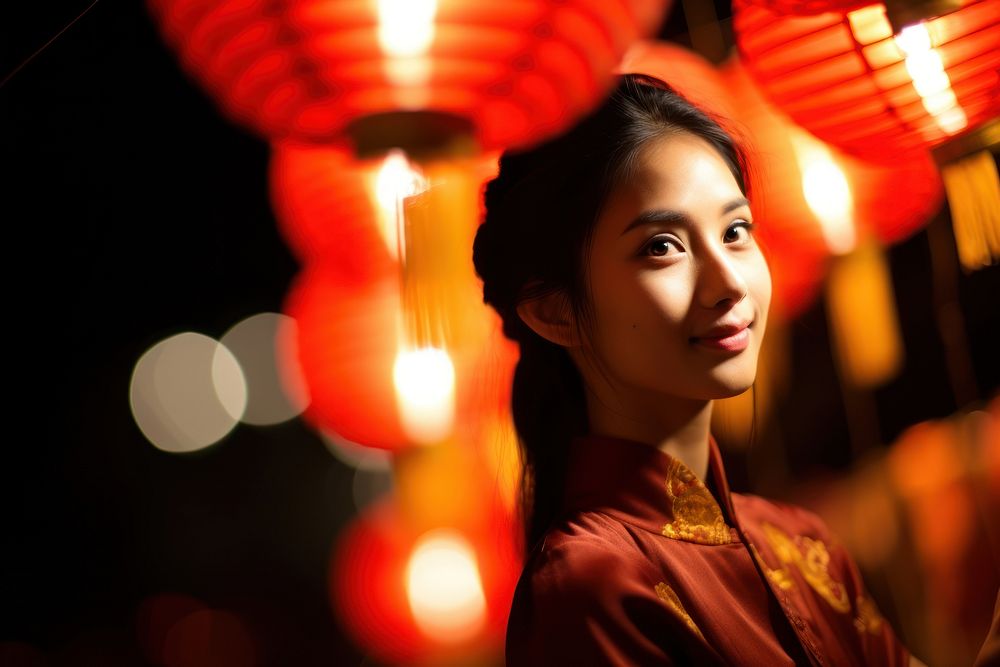 East Asian Traditional Paper Lantern Festival lantern tradition portrait. AI generated Image by rawpixel.