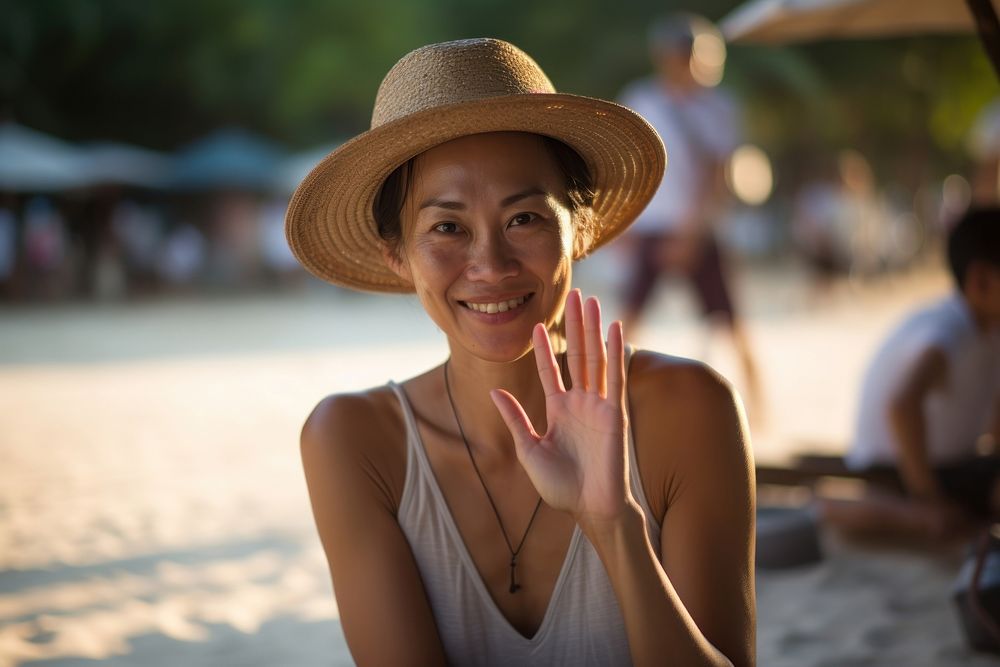 Japanese Asian relaxing at Railay Beach beach portrait outdoors. AI generated Image by rawpixel.