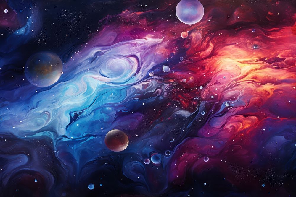  Galaxies astronomy universe painting. AI generated Image by rawpixel.
