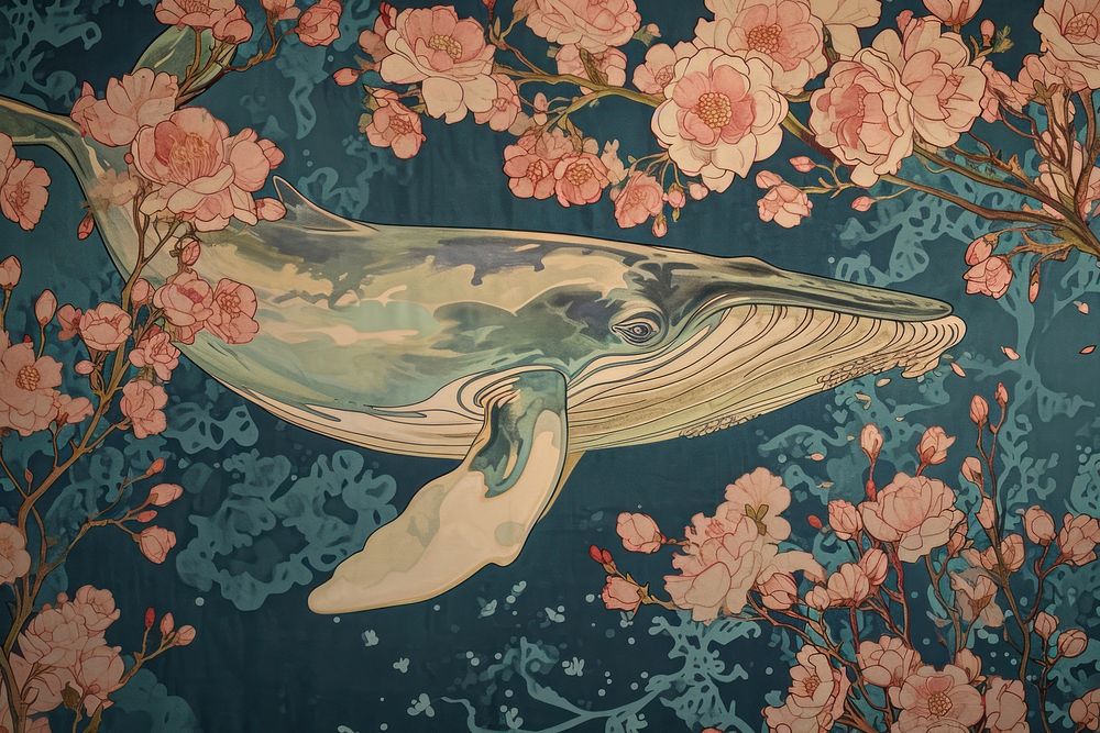 Whale and flowers art accessories accessory.