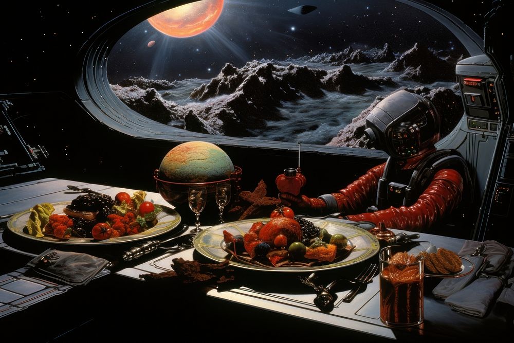 Space food space astronomy plate.