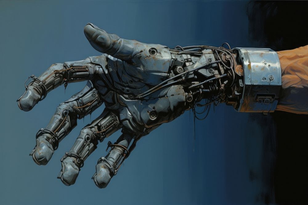 Robot arm adult robot hand.