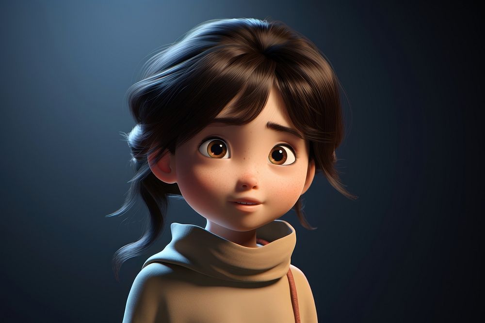 Asian child cartoon anime portrait.