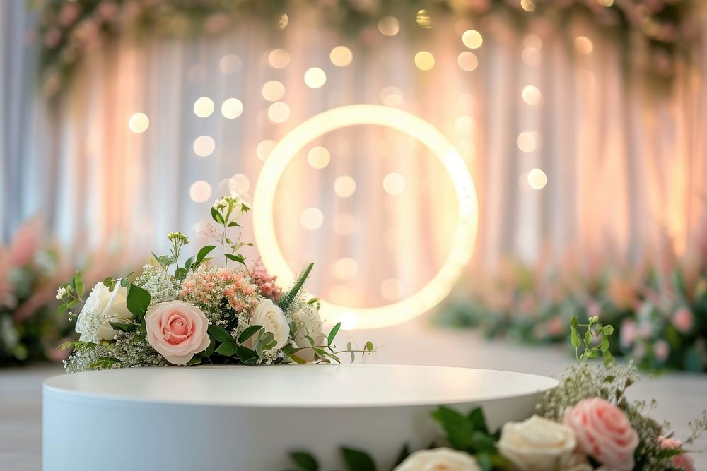 Product podium backdrop wedding flower party.