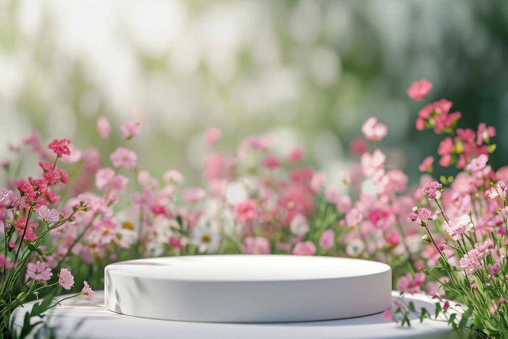 Product podium backdrop flower outdoors blossom.