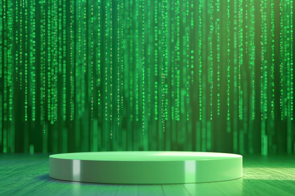 Product podium backdrop green backgrounds cyberspace.
