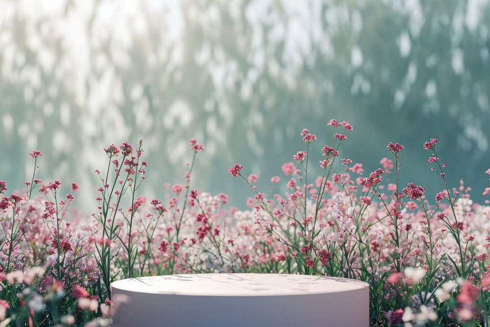 Product podium backdrop flower outdoors blossom.