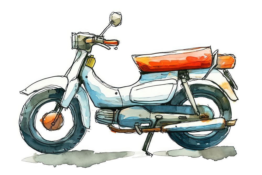 Motorcycle vehicle drawing moped.