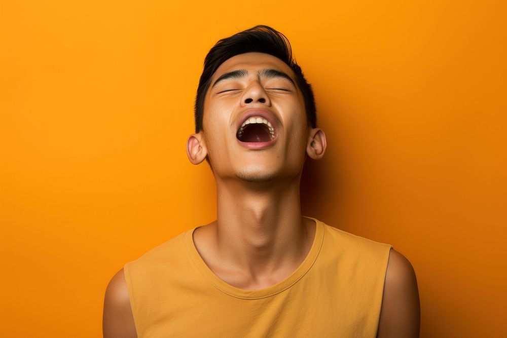 Vietnamese man yawning adult perfection.