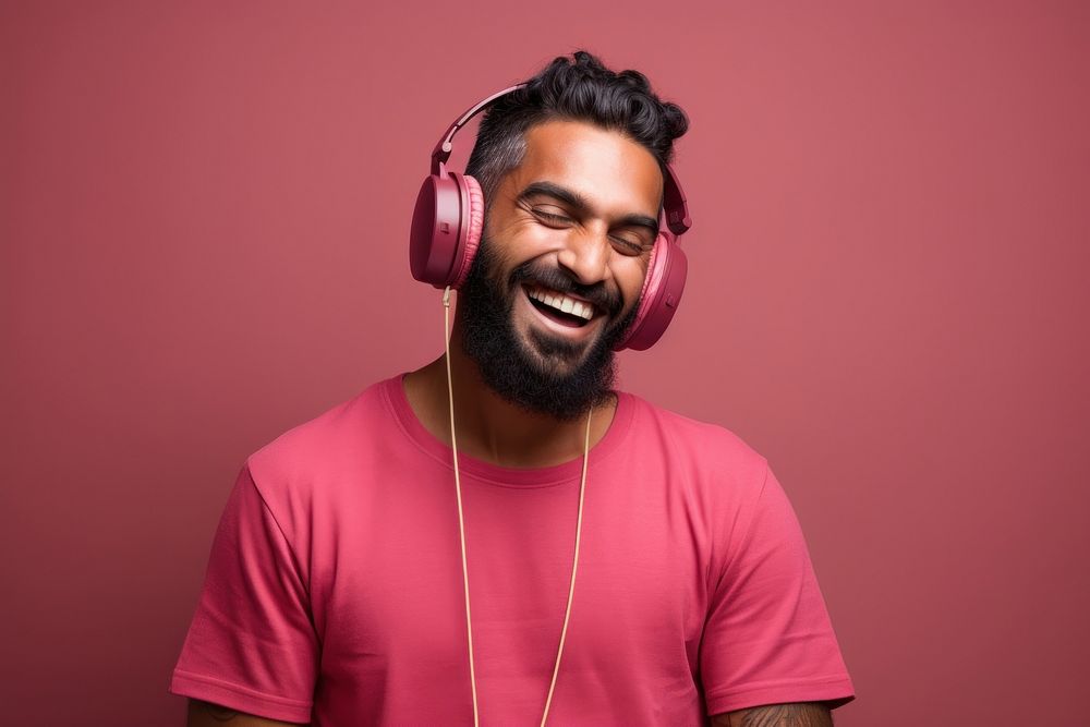 Indian man headphones headset adult.