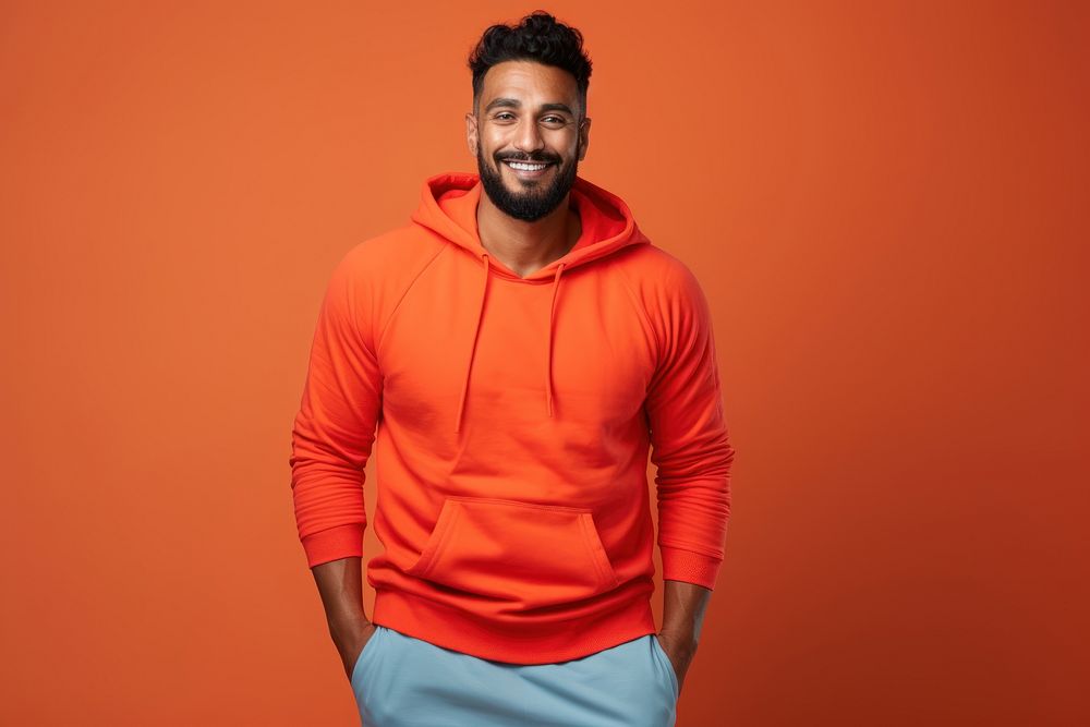 Indian man sweatshirt laughing sweater.