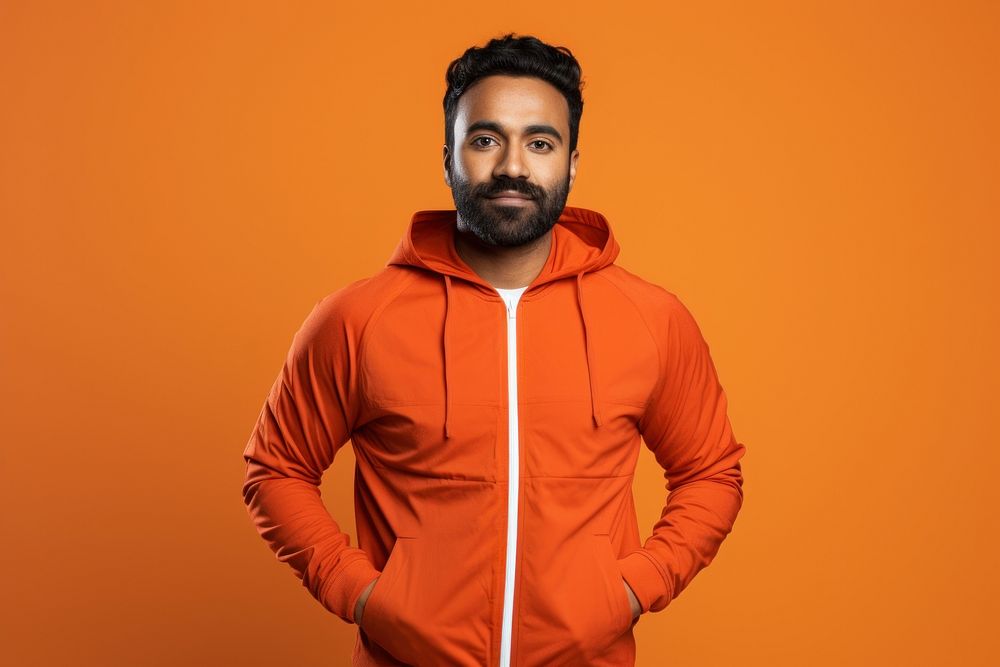 Indian man sweatshirt portrait sports.
