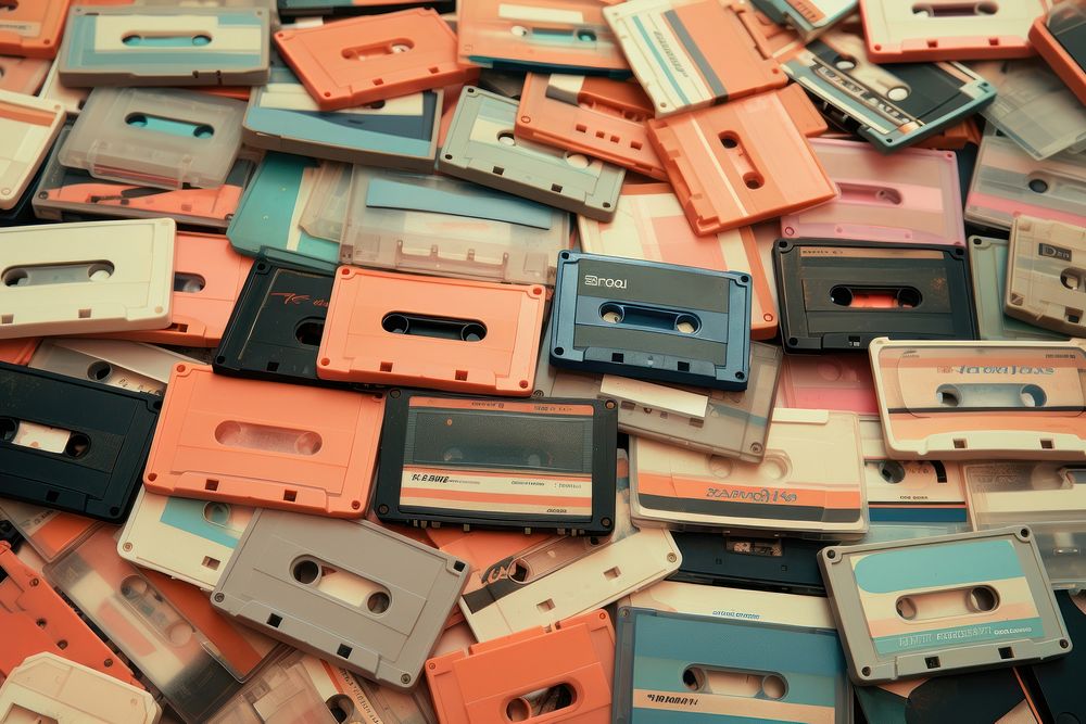 Cassette tapes backgrounds electronics repetition.