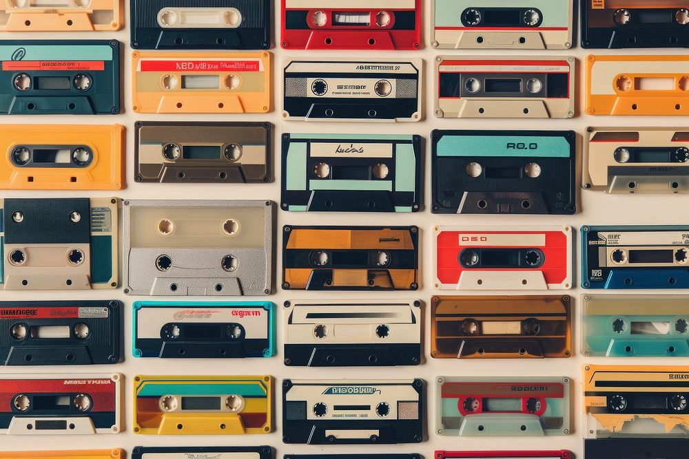 Cassette tapes backgrounds technology repetition.
