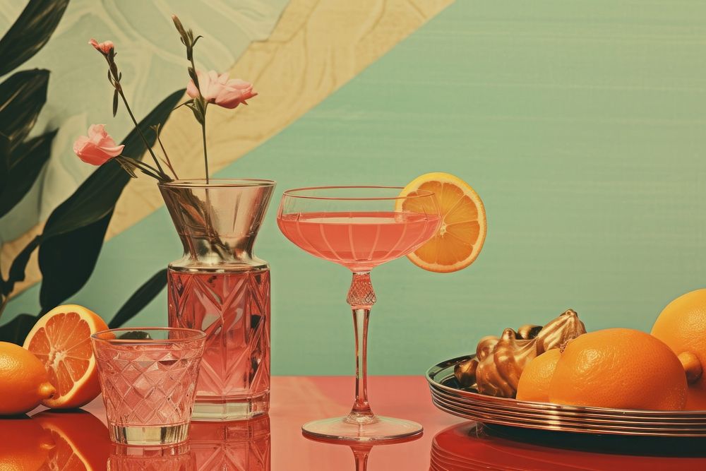 Cocktails grapefruit drink glass.