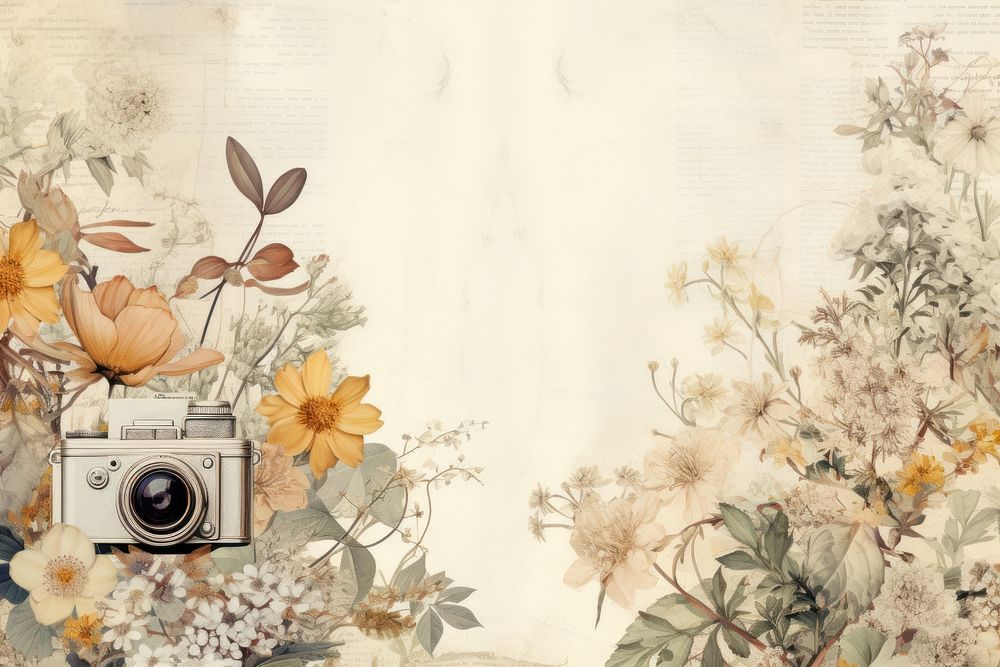 Flowers with camera and book backgrounds painting pattern.