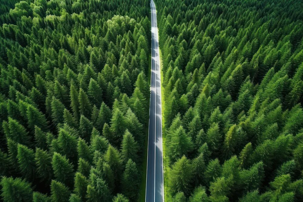 Road and green trees forest outdoors woodland. AI generated Image by rawpixel.