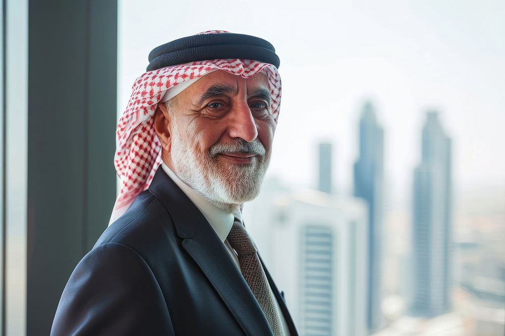 Business photo of arab old man adult city businesswear.