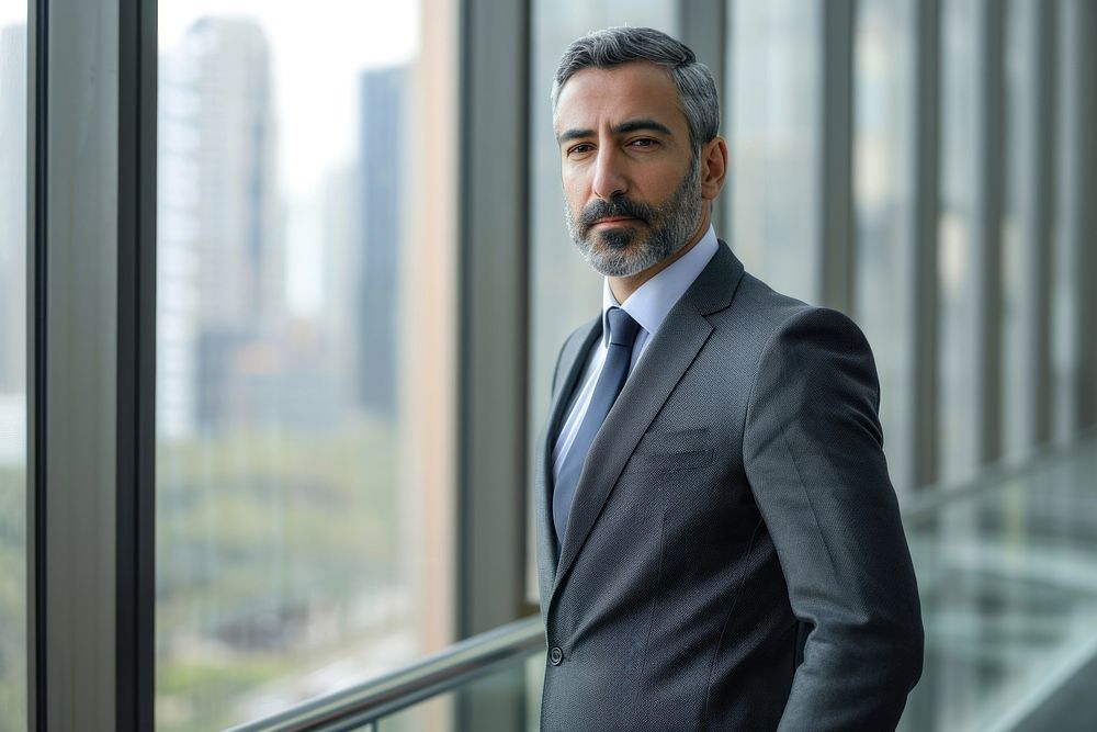 Business photo of arab middle age man adult city suit.
