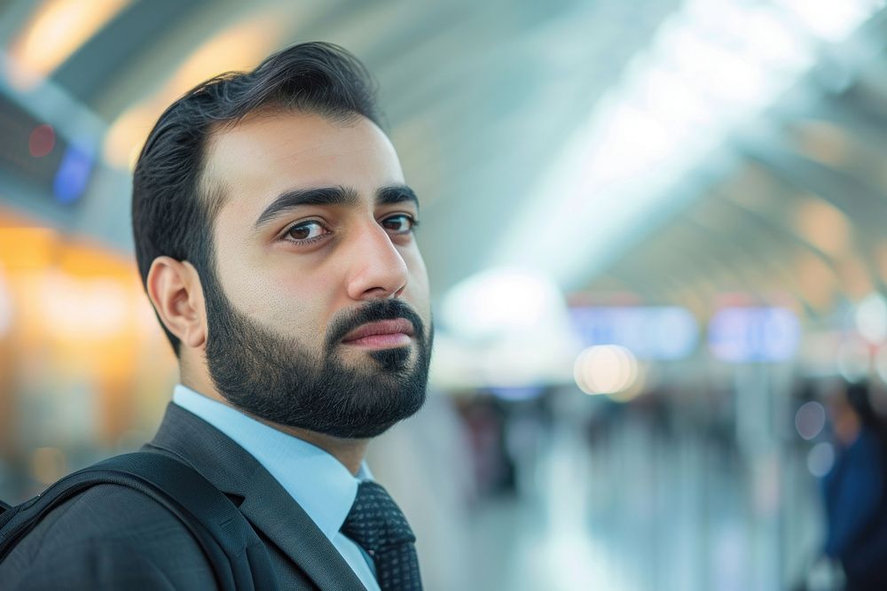 Middle eastern business man portrait travel adult.