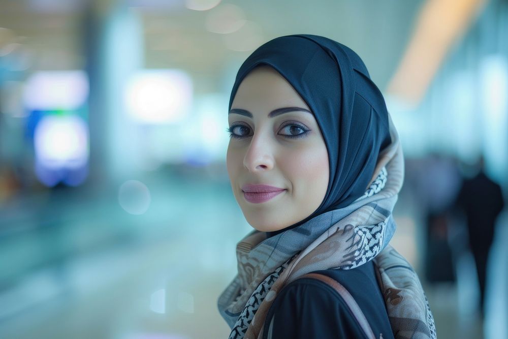 Photo of arab business woman travel adult scarf.