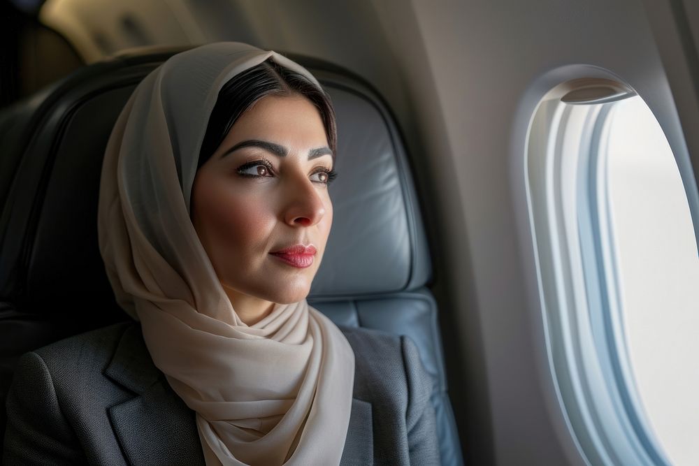 Middle eastern business woman portrait looking window.