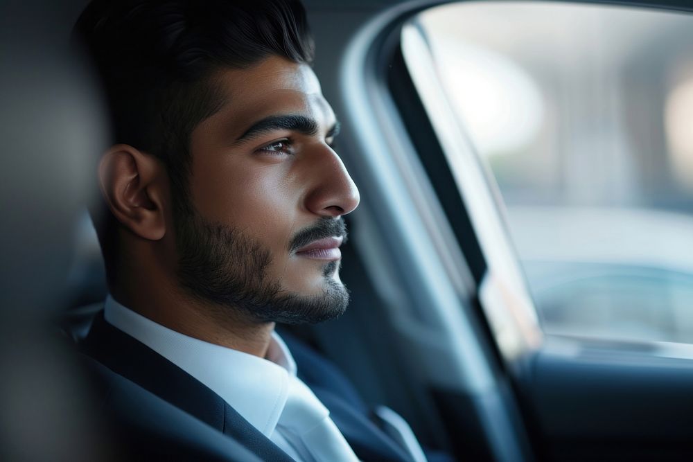 Photo of a arab business man portrait looking window.