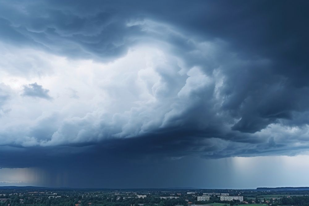 Dark cloudy sky thunderstorm outdoors nature. AI generated Image by rawpixel.