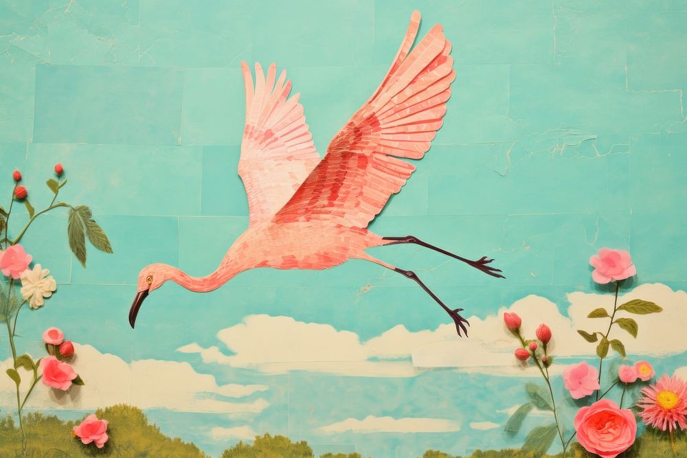 Flamingo painting animal plant.
