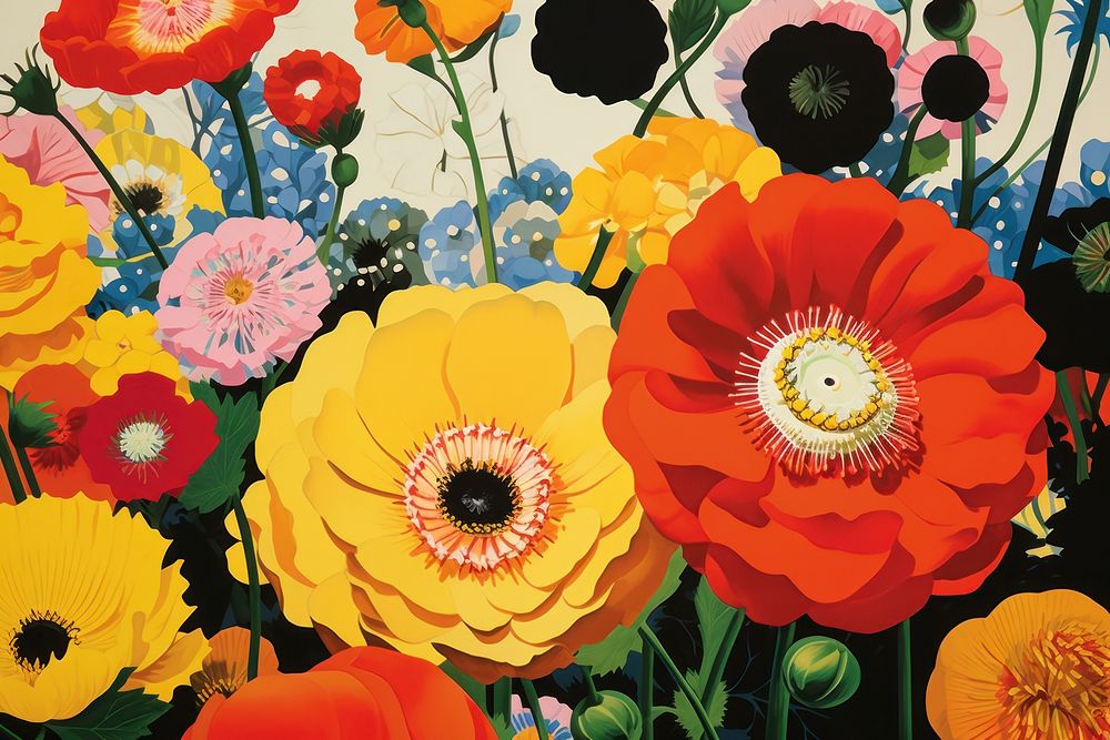 Flower art backgrounds painting. AI generated Image by rawpixel.