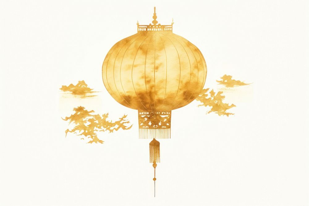 Chinese gold lamp architecture celebration decoration. AI generated Image by rawpixel.