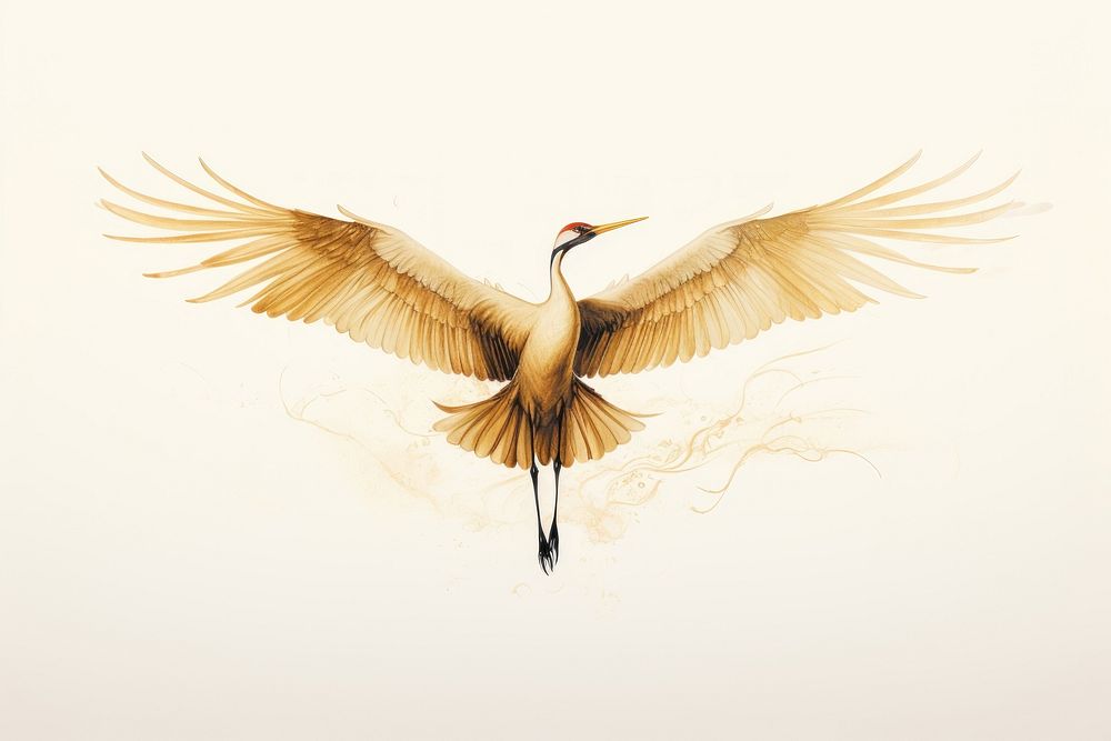 Crane flying animal bird waterfowl. AI generated Image by rawpixel.